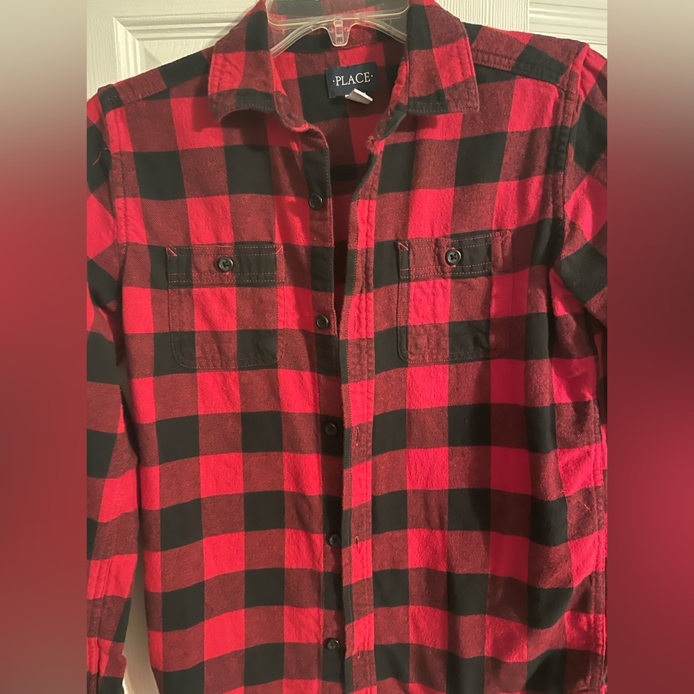 Red and black flannel shirt